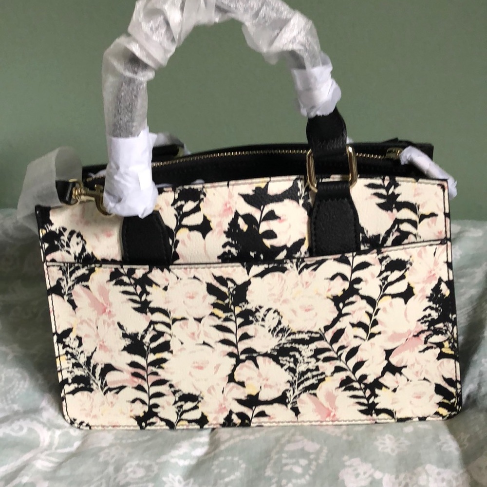 Karl Lagerfeld Paris Black Floral Satchel NWT - Picture 4 of 7